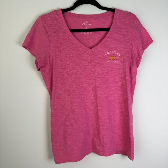 Masters Tops - Masters by '47 Womens 100% Cotton V-Neck T Shirt Pink Size Medium